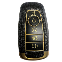 Nano High Quality Gold Leather Cover For Ford Remote Key 4 Buttons Black Color Ford-B13J4- Auto Lock Supplier -key_supplier_in_canada locksmith_supplier_in_canada #