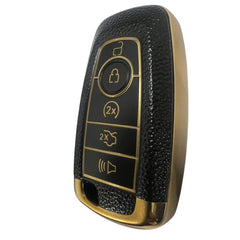 Nano High Quality Gold Leather Cover For Ford Remote Key 4 Buttons Black Color Ford-B13J4- Auto Lock Supplier -key_supplier_in_canada locksmith_supplier_in_canada #