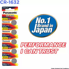 5-PACK of CR1632 3-Volt Lithium Batteries | Panasonic Lithium Battery CR1632