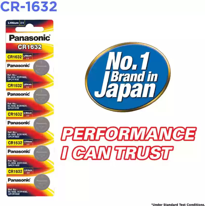 5-PACK of CR1632 3-Volt Lithium Batteries | Panasonic Lithium Battery CR1632